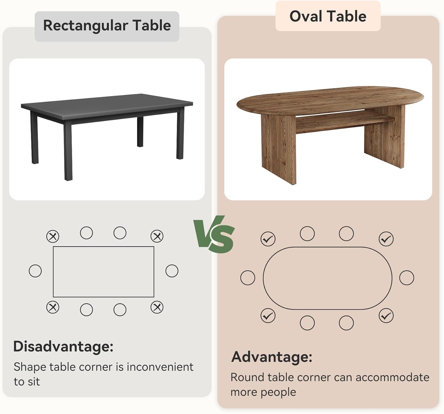 63" Oval Dining Table for 6, Farmhouse Solid Wood Kitchen Table with Storage for Dining Room, Living Room, Natural Wood