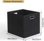 Posprica 3X Thicker Collapsible Storage Bins,13×15x13 Foldable Storage Cube Boxes Fabric Drawer for Closet Shelf Cabinet Bookcase, set of 4 (Pure Black)
