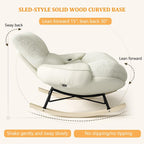 Modern Accent Rocking Chair with Armrests, Nursery Rocking Chairs with Ottoman, Upholstered Recliner Chair High Back, Ergonomic Design, Sled-Style Solid Wood Base, Wide Seat Surface for Bedroom(Khaki)