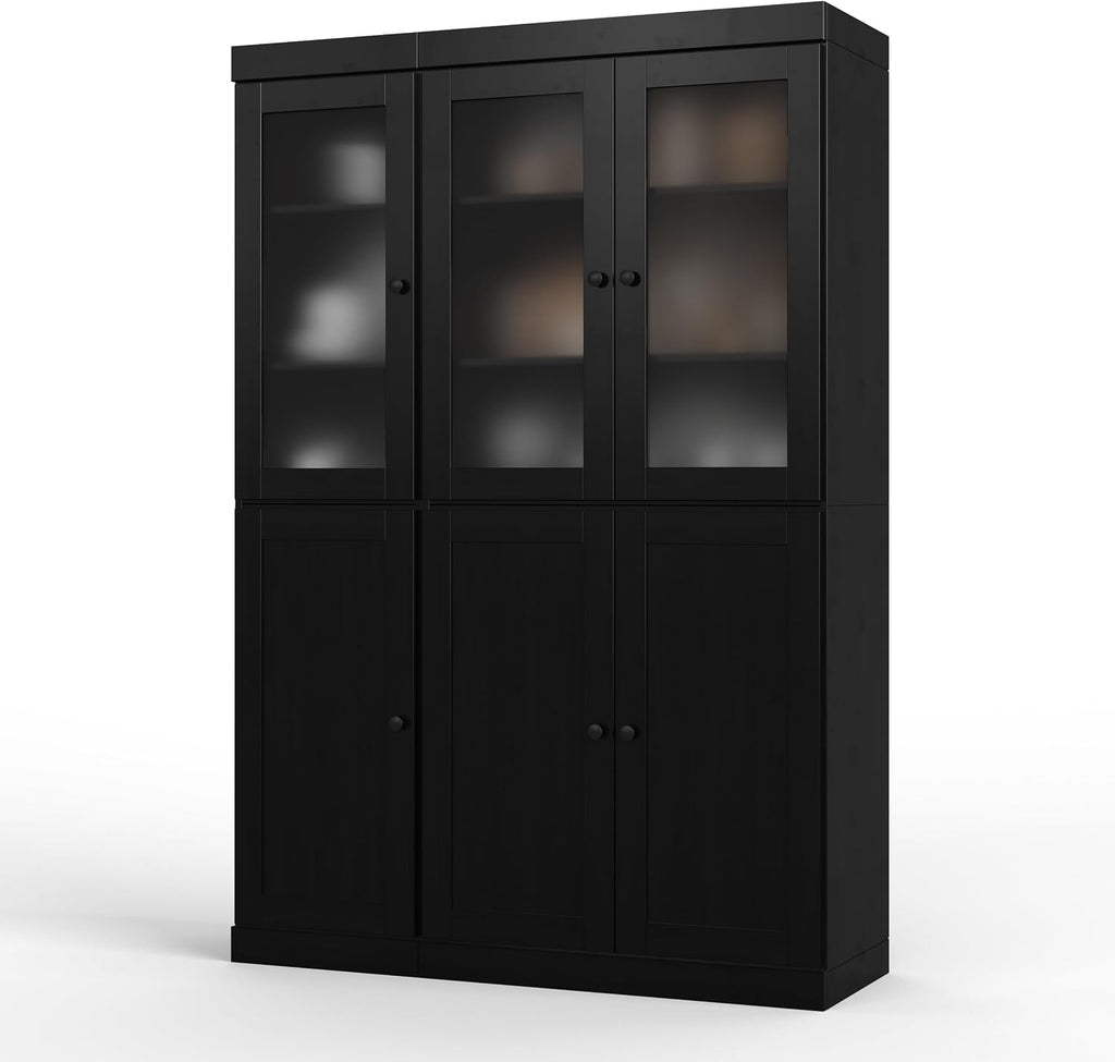 Palace Imports 100% Solid Wood 48.5"" Pantry Cabinet with Frosted Glass, Shaker Doors and Adjustable Shelves