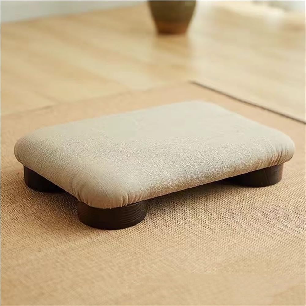 Japanese Tatami Low Stool, Wooden Comfortable Floor Chair for Meditation, Small Bench for Floor Sitting and Low Tables(Large)