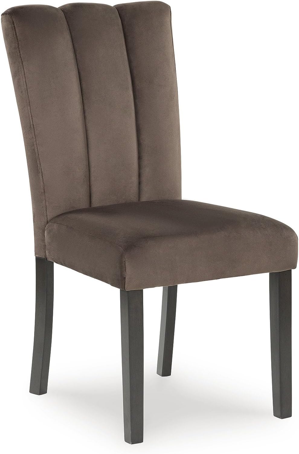 Signature Design by Ashley Jazmore Dining Chairs Set of 2, Contemporary Upholstered Velvet Side Chairs, Comfortable Cushioned Seat and Solid Wood Frame, Ideal for Dining Rooms, Mocha Brown