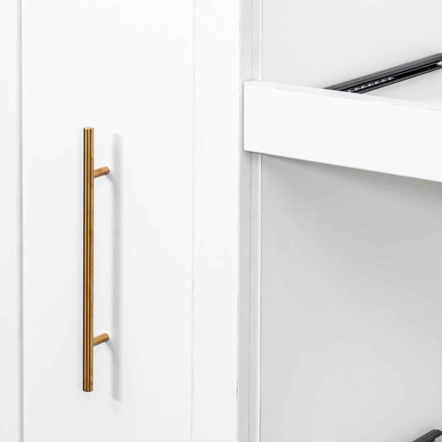 Freestanding Storage Cabinet with 2 Shelves, French Door & Double Door & Single Door, Rectangular Kitchen Pantry, Modern Minimalist, for Living Room, Dining Room, White