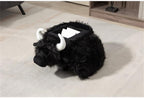Pemberly Row Harry the Cow Storage Ottoman, Black Faux Fur Upholstery, Wood Frame, Hidden Storage, 14.96" W x 24.8" D x 14.56" H, Kids' Room, Playroom, or Living Room Furniture