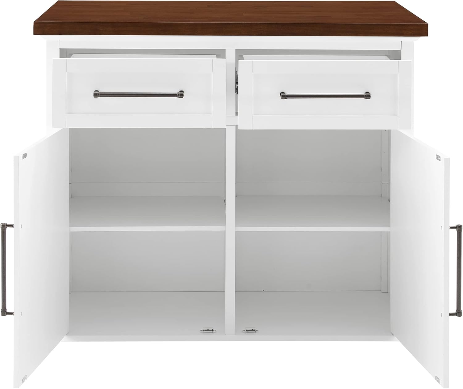 Crosley Furniture Bartlett Kitchen Island with Wood Top, White/Walnut