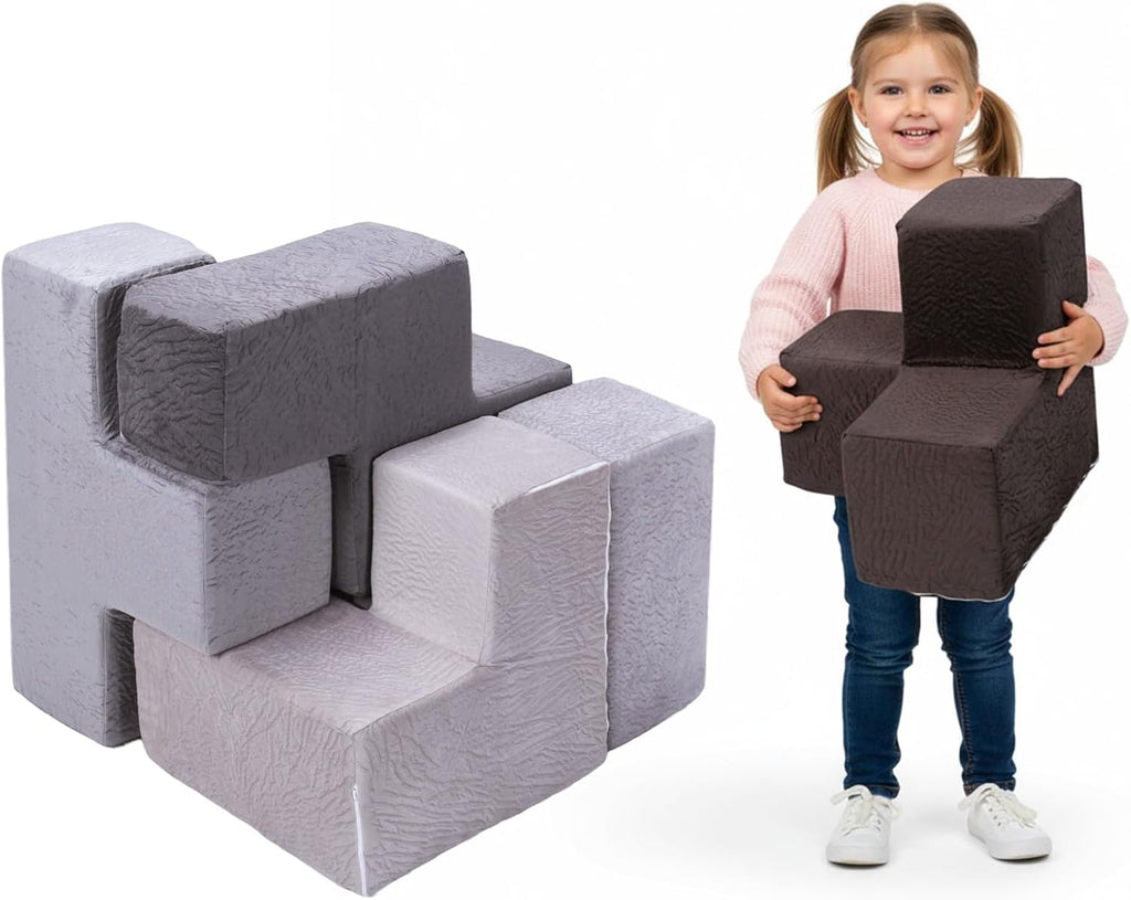 7Pcs Stackable Furniture Chair Washable Inspiring Creativity Blocks Chair Wear Resist for Kids Bedroom Playroom Furnitures