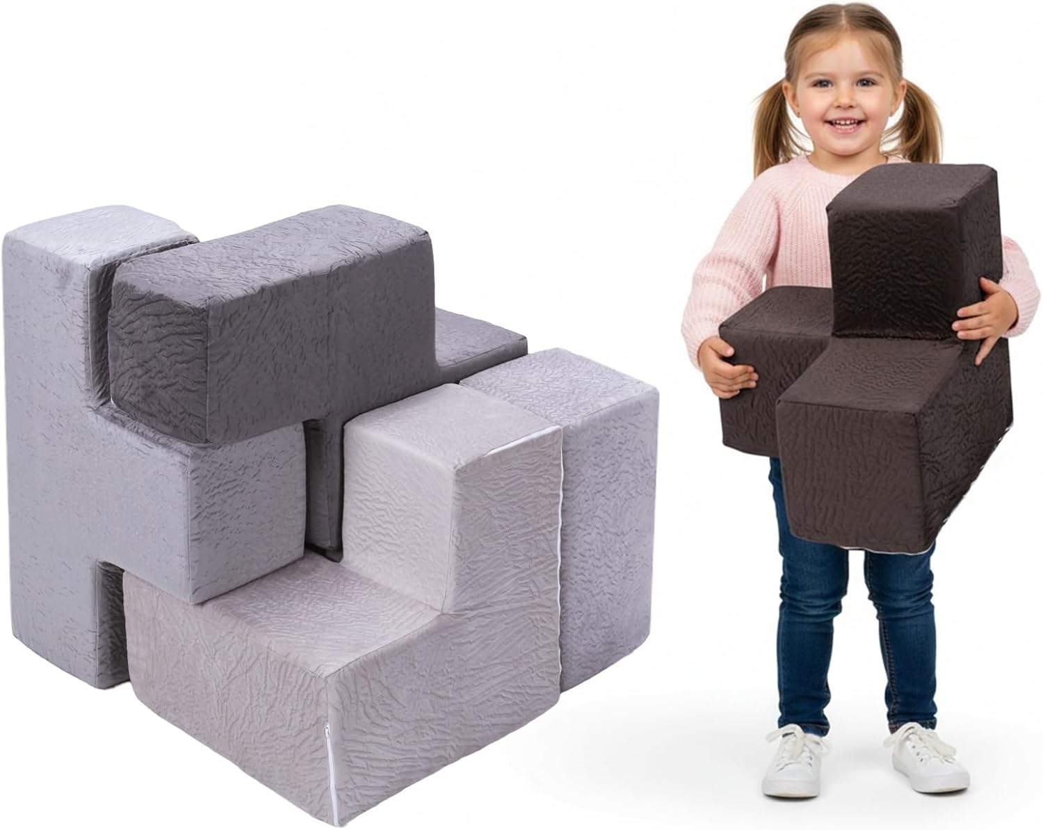 7Pcs Stackable Furniture Chair Washable Inspiring Creativity Blocks Chair Wear Resist for Kids Bedroom Playroom Furnitures