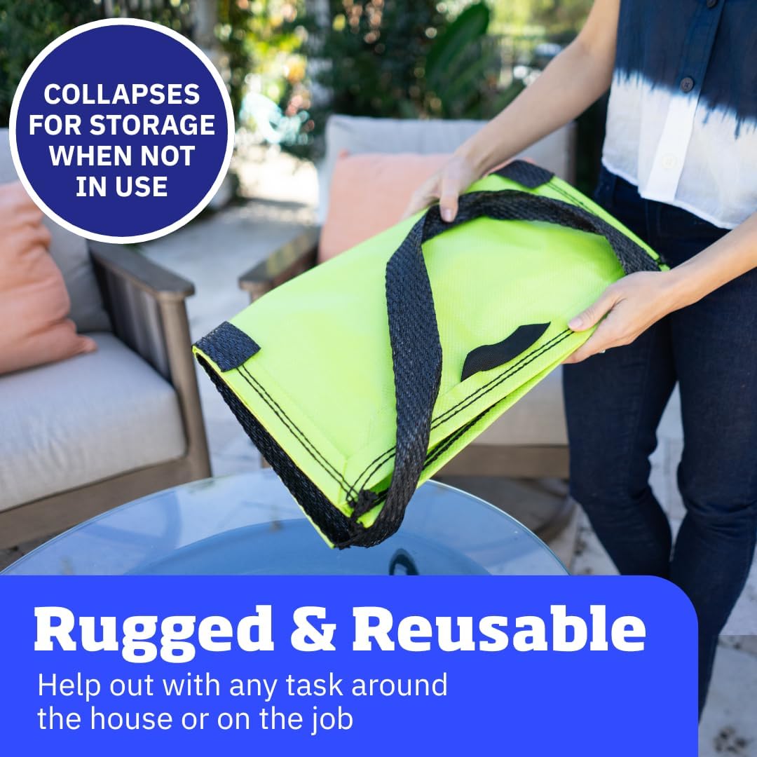 DURASACK Heavy Duty Storage Tote Bag 22-Gallon Rugged Woven Polypropylene Moving Bag, Reusable Self-Standing Design, Holds up to 500 Pounds, Single, Lime Green
