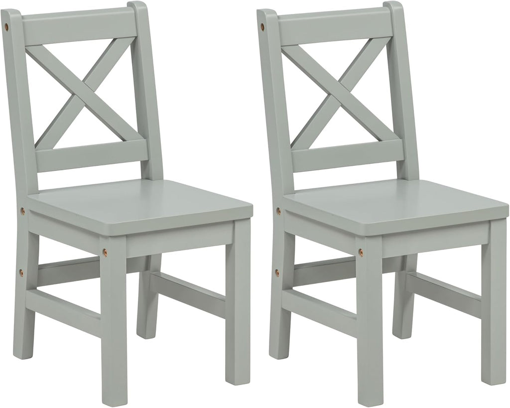 eHemco Solid Hard Wood X Back Kids Chair, Sage Green, Set of 2