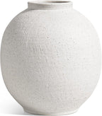 Small White Ceramic Vase - 6.3 Inch Rustic Farmhouse Flower Vase for Home Decor, Minimalist Vases for Living Room, Table, Bathroom, Holiday & Weddings (Sandstone White)