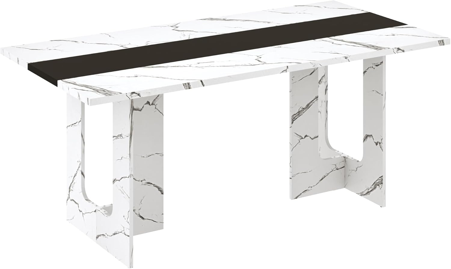 St.Mandyu 71 Inch Rectangle Dining Table for 4-8 People, Long Kitchen Dinner Table with Waterproof Tabletop and Adjustable Leg for Kitchen, Dining Room, White