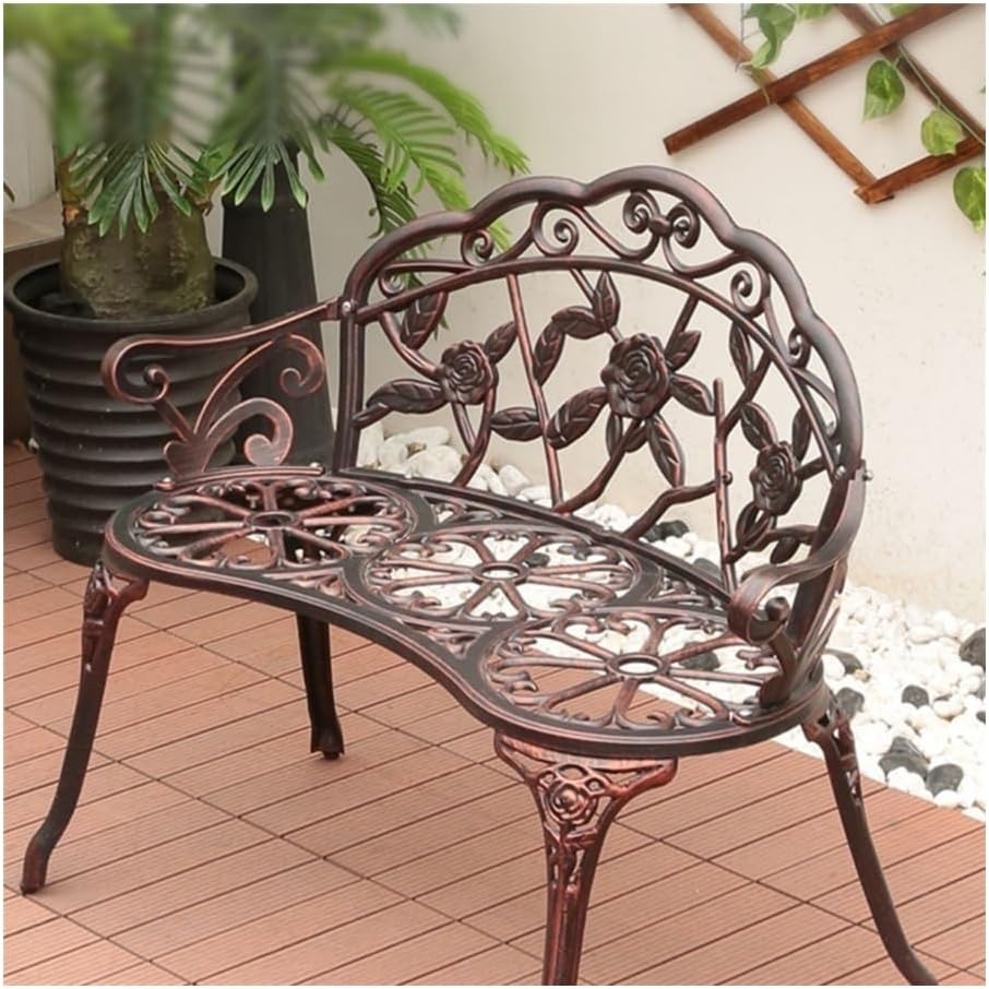 Outdoor Bench, Outdoor Bench, European Garden Patio Seating for 2 Garden Bench(White)