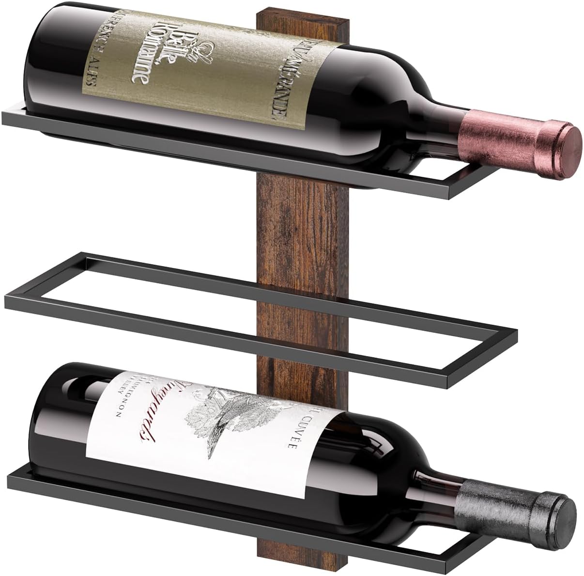 B4Life Wall Mounted Wine Rack for 3 Bottles Wood & Metal Storage | Small Space And Apartments Wine Selection, Newcomers, Dress Up A Blank Wall,Wine Rack Small,Wall Mounted Bar