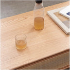 Dual-Sided Storage Coffee Table Sliding Door Drawer Light Finish Small Side Table