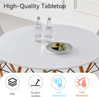 5-Piece Round Dining Table Set, Small 35.5" Kitchen Table Chairs Set of 4 Space Saving Furniture, Plastic Seats, Solid Wood Legs, for Living Room Apartment Office Home, White