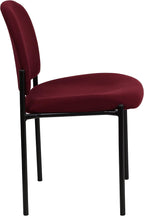 EMMA + OLIVER Comfort Burgundy Fabric Stackable Steel Side Reception Chair