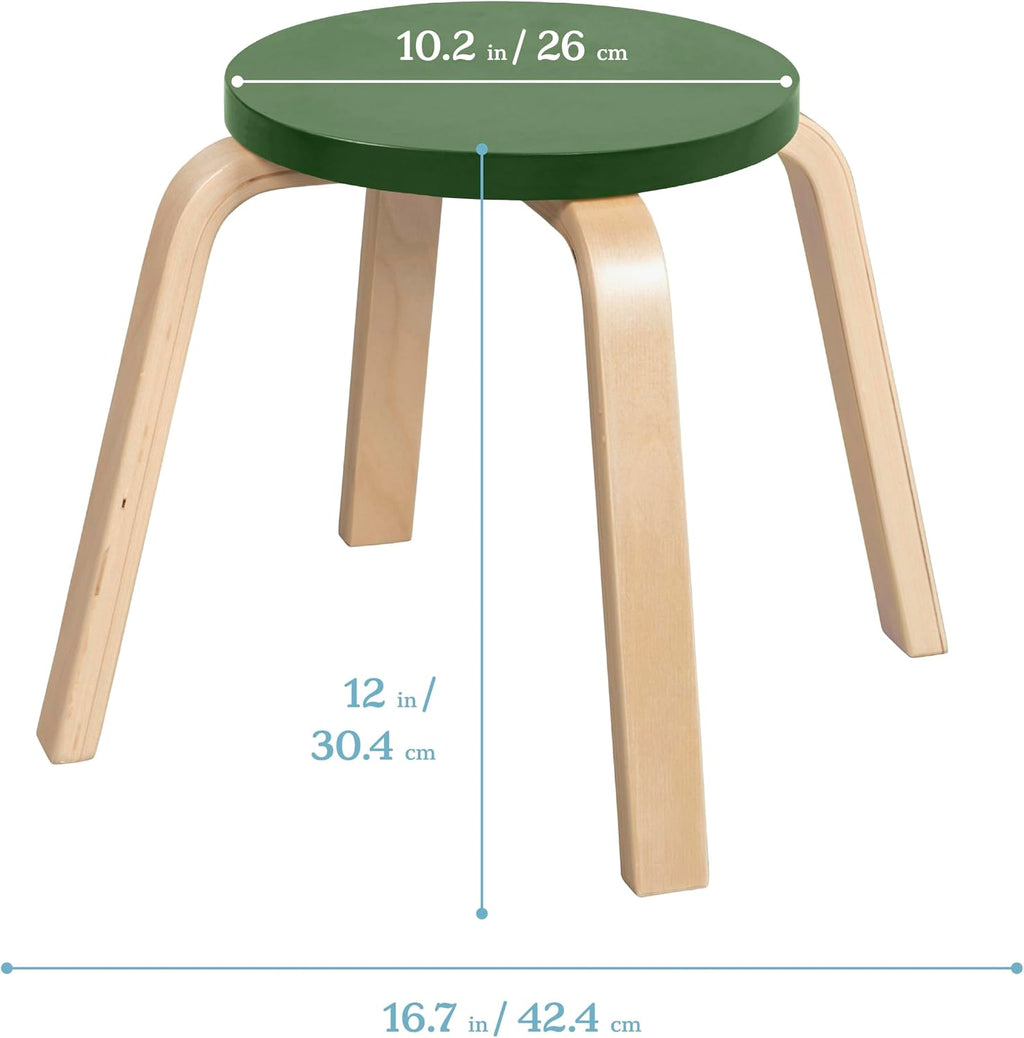ECR4Kids Bentwood Stackable Stools, 12in Seat Height, Classroom Furniture, Earthtone, 6-Piece