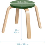 ECR4Kids Bentwood Stackable Stools, 12in Seat Height, Classroom Furniture, Earthtone, 6-Piece