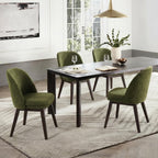 KISLOT Wooden Dining Chairs Set of 4, Fabric Upholstered Modern Dining Room Chairs with Double-Layer Thick Seat Cushion & Ergonomic Backrest for Restaurant, Kitchen and Café, Green, 2 Boxs
