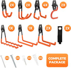 Garage Hooks 16 Pack Utility Steel Garage Storage Hooks with Anti-Slip Coating, Heavy Duty Mount Hooks for Hanging Bike, Ladder Garden Tool Organizer