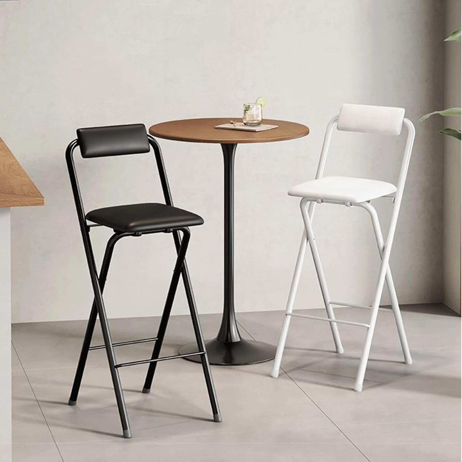 Mid-Century Modern Counter Stools, Counter Stool, Light Weight Folding Chair, for Wedding, Banquets, Celebrations, Dinning, Office Kitchen Patio and Garden(Black,50cm)