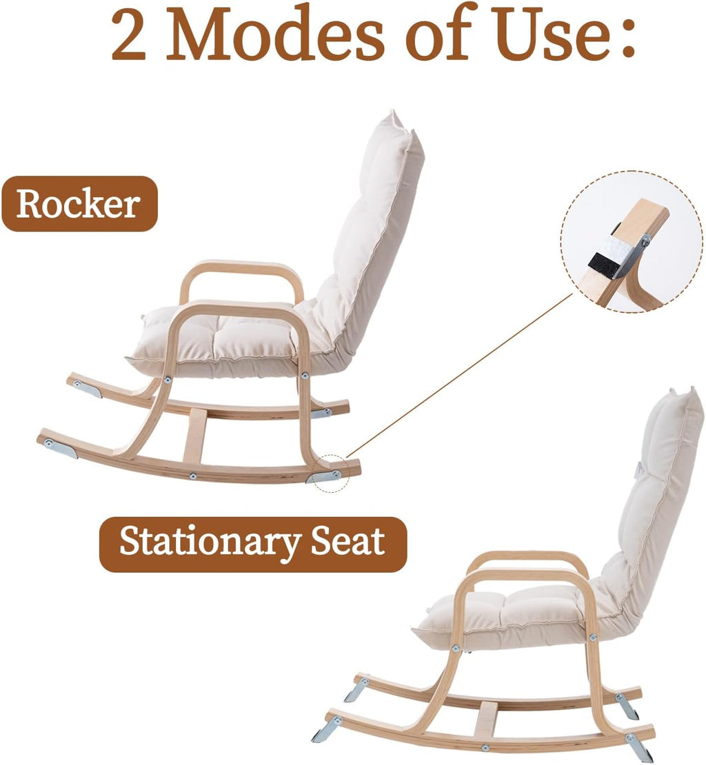 Swegrow Kids' Recliners，Rocker and Stationary Options, Sensory Rocking Chair for Kids & Toddlers，Versatile Floor Chair with Soft Fabric and Stability for Playroom, Bedroom, or Nursery (Beige)