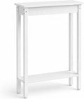 Small Console Table with Shelf Little Narrow Entryway Table Skinny Thin High Tall Display Stand for Entry Hall Hallway, Foyer, as Eextension for Long Behind Couch Sofa Table/Kitchen Countertop, White