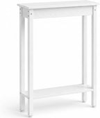 Small Console Table with Shelf Little Narrow Entryway Table Skinny Thin High Tall Display Stand for Entry Hall Hallway, Foyer, as Eextension for Long Behind Couch Sofa Table/Kitchen Countertop, White