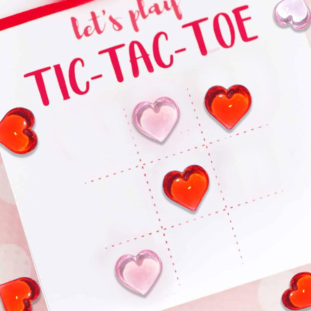 HADDIY Valentines Day Heart Gems Decorations,152 Pcs Red Pink Plastic 3D Heart Shaped Rocks for Wedding Vase Filler,Bowl Filler,Table Scatter,Crafts and Tic Tac Toe
