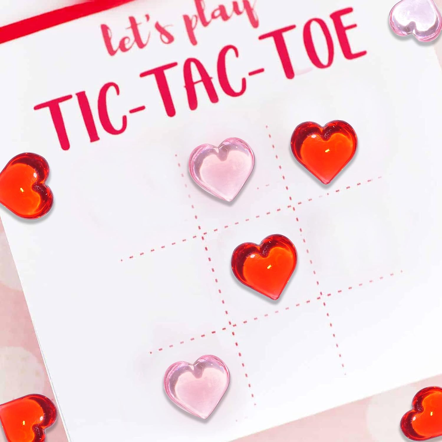 HADDIY Valentines Day Heart Gems Decorations,152 Pcs Red Pink Plastic 3D Heart Shaped Rocks for Wedding Vase Filler,Bowl Filler,Table Scatter,Crafts and Tic Tac Toe