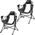Portal Hammock Camping Chair, Portable Outdoor Swinging Chairs, Rocking Chair for Adults with Adjustable Back and Height for Lawn, Backyard, Patio, Supports 400 lbs, Mesh High Back, Black, 2 Pack