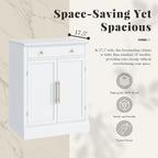 Modern Small Kitchen Pantry, Freestanding Buffet Food Storage Cabinets, Coffee Bar Cabinet with Drawer, 2 Adjustable Shelves and 2 Door Shelves for Dining, Craft Room, Kitchen