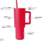 Simple Modern 40 oz Trek Tumbler with Handle and Straw Lid | Cup Holder Friendly Insulated Stainless Steel Travel Mug | Ember Red
