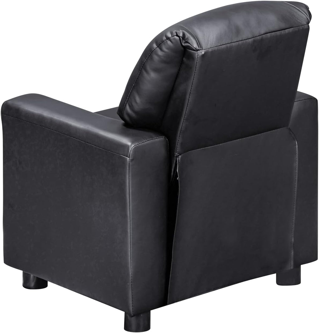 Olive & Opie Oakley Kids/Toddler Push Back Recliner Chair, Lounge Sofa for Boys & Girls Ages 3 and Up, Soft Upholstery,Vegan Leather Onyx