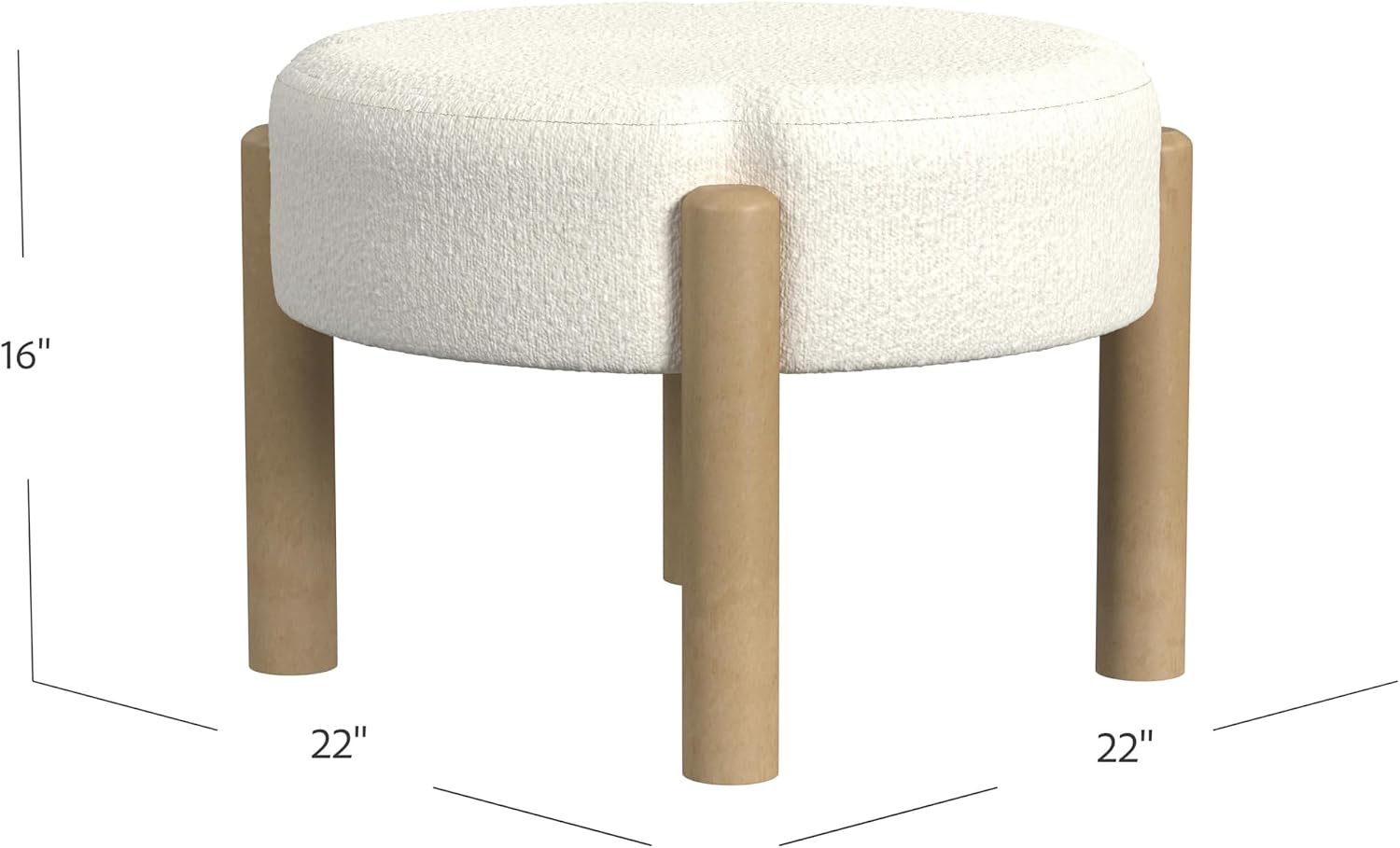 HomePop Luna Modern Round Ottoman|Homepop Home Décor|Ottoman for Living Room & Bedroom - Cream Boucle