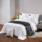 Purple Barrier Bed Runners for Queen Size Beds, Decorative Bed Throws for Foot of Beds, Luxury Bedding Protector Slipcover Vintage Abstract Art Botanical Leaves Bedrunners & Scarves for Hotel, 94"x20"