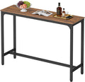 PayLessHere 55 Inch Bar Table, Counter Height Rectangular Pub Table with Wood Top & Metal Frame, Industrial High Top Table for Kitchen Dining Entryway, Brown