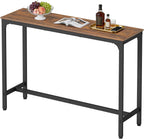 PayLessHere 55 Inch Bar Table, Counter Height Rectangular Pub Table with Wood Top & Metal Frame, Industrial High Top Table for Kitchen Dining Entryway, Brown