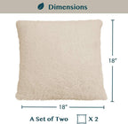 PAVILIA Fluffy Cream Ivory Throw Pillow Covers, Decorative Accent Pillow Cases for Bed Sofa Couch, Soft Faux Fur Cushion Cover, Square Sherpa Pillowcases, Home Room Decor, Beige, 18x18 Set of 2