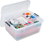 IRIS USA 18 QT Clear Storage Organizer with Removable Dividers, Stackable Plastic Storage Box with Lid, Modular Container for Crafts, Tools, Office & Pantry Organization