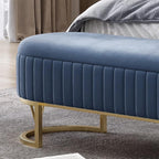Modern Storage Bench Upholstered Bedside Stool with Metal Legs Modern for Living Room Entryway Entryway(Beige,Small)