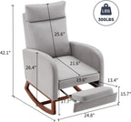 Rocking Chair Nursery High Back Glider Rocker Chair with Footrest Storage Pocket Accent Upholstered Rocker Armchair for Living Room Nursing Room Porch (Grey)