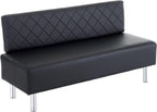 OmySalon Waiting Room Bench with Back, 58.6’’ Office Guest Chair Upholstered Reception Seating, Lobby Furniture for Beauty Salon Barbershop Airport Bank Hall Room Conference, Black