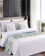 Bed Runner for Twin Size, Coastal Beach Decorative Scarf Throws for Foot of Bed, Summer Retro Starfish Wave Luxury Bedding Protector Slipcover Beds Runners for Hotel/Home, 71 x 20 Inch