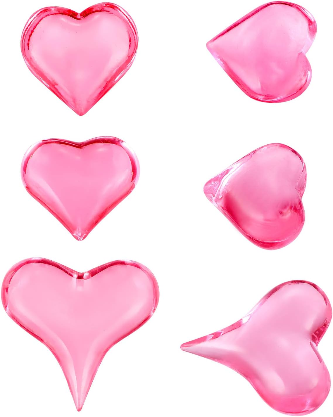 Bememo 168 Pieces Valentine's Day 3D Acrylic Heart Gems Crystal for Table Scatter Decorations Heart Shaped Vase Filler for DIY Crafts Rhinestones Valentine's Wedding Supplies (Pink)