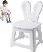 Kids Folding Chair Plastic Foldable Step Stool Toddler Chair with Rabbit Ear Back Support Heavy Duty Portable for Home Bathroom Kitchen