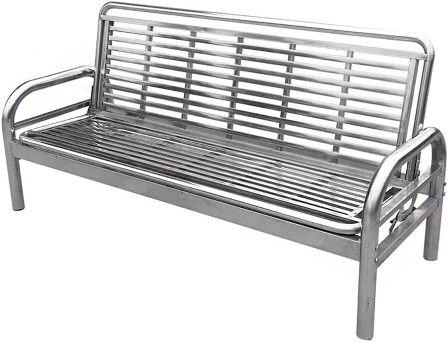 Patio Benches for Outdoors Multifunctional Stainless Steel Sofa Bed Household Folding Dual-Purpose Wrought Iron Leisure Seat Garden Benches for Outdoors