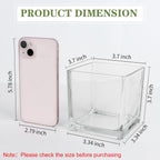 1 Pack Square Glass Vase 4" x 4" x 4", Clear Flower Vase for Centerpieces, Candle Holder for Wedding Party Events, Home Décor
