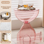Side Table, Circle Coffee Tables, Sofa Table Nightstand, Small End Tables Accent Balcony Office, Modern Bedside Home Decor for Living Room, Bedroom, Small Spaces, Easy Assembly (Transparent Pink)