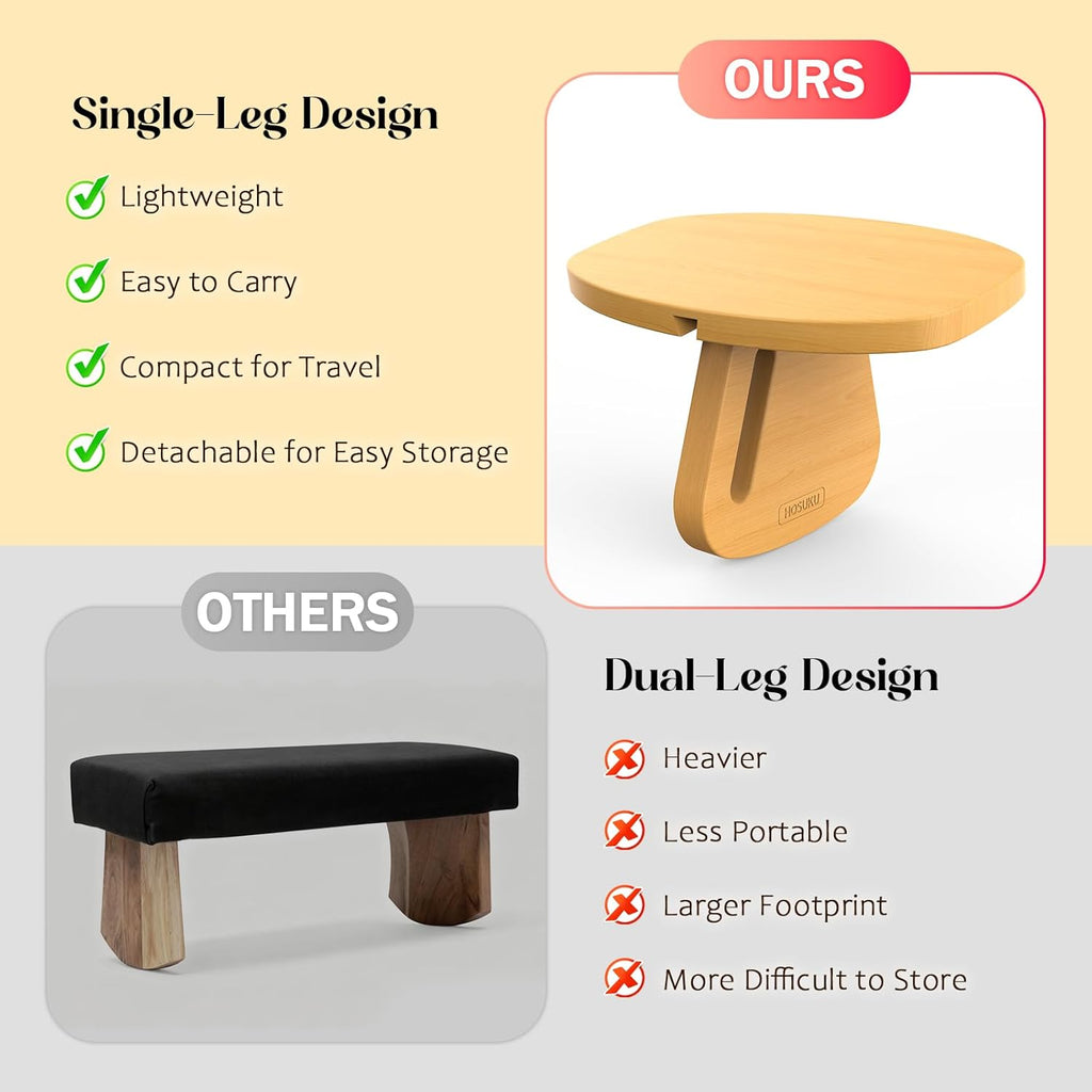 Meditation Bench (Seiza Bench) – Pine Wood Kneeling Prayer Seat, Portable Yoga & Meditation Stool